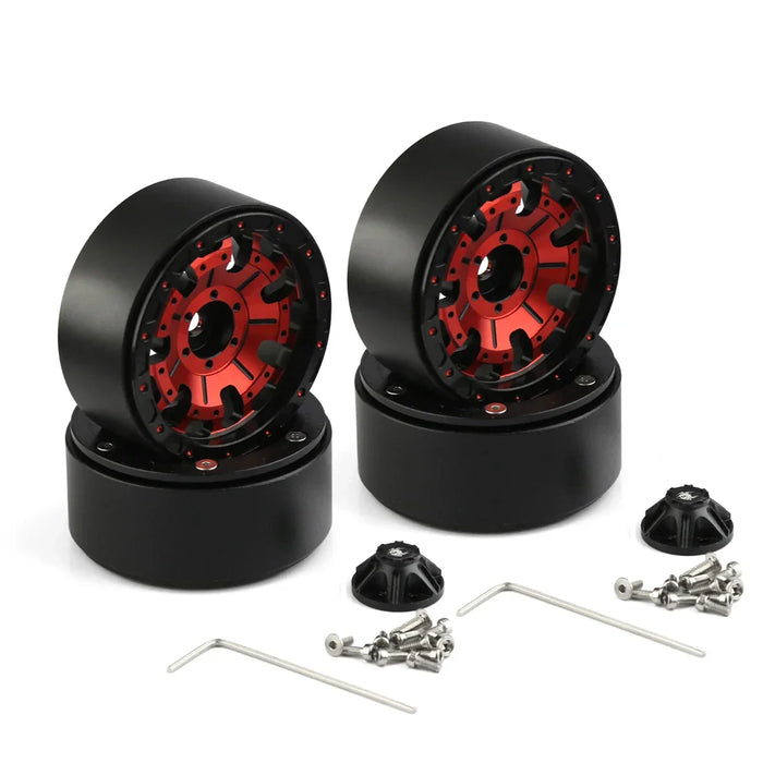 4PCS 1.9" 56x25mm Ensemble de roues beadlock pour crawler 1/10 (Metaal)