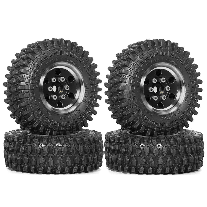 4PCS 1.0" 55x20mm 1/18 1/24 Crawler Beadlock Wheels Set (Metal, Rubber)