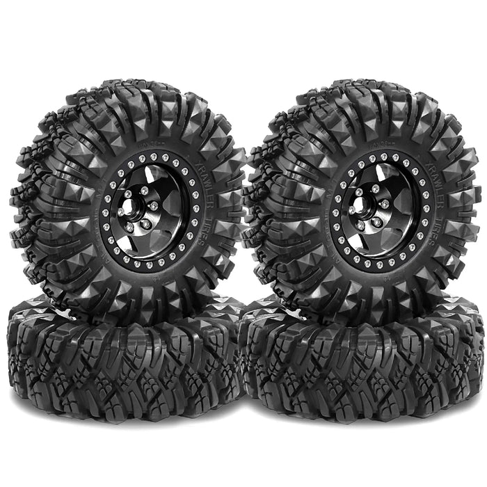 4PCS 1.9" 125x50mm 1/10 Crawler Wheels Mud Tires (Metal, Rubber)