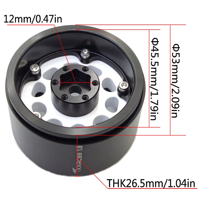 TxxRcss 4PCS 1.9" 53x26.5mm Beadlock Wheel Rims 1/10 (Alu)