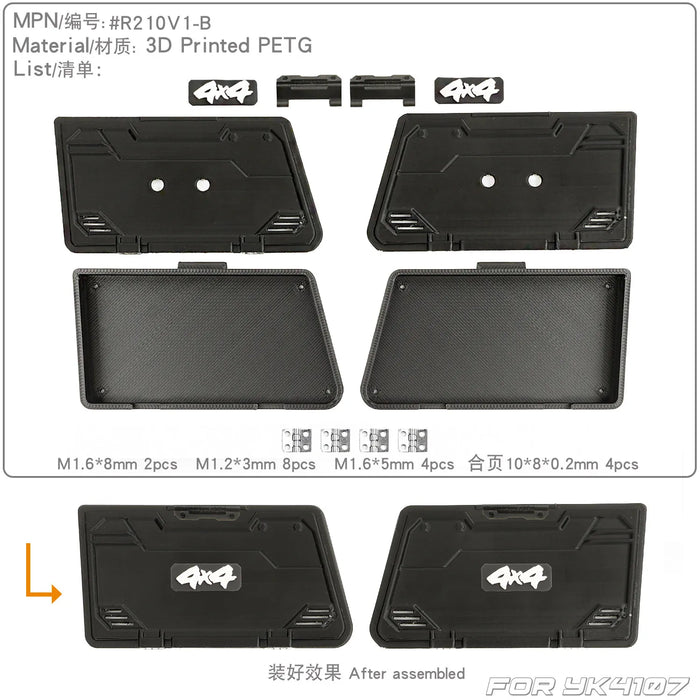 Coffre à outils de fenêtre latérale RCDream pour Yikong YK4107 Patrol 1/10