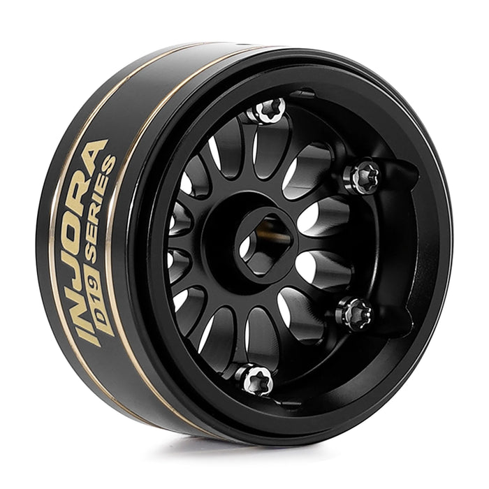 INJORA 4PCS 0.7" 19x10.7mm D19 Ripple Black Coating Beadlock Wheels 1/30
