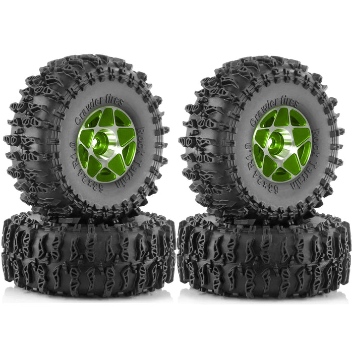 4PCS 1.3" 63x24mm 1/18 1/24 Crawler Beadlock Wheels Set (Metal, Rubber)