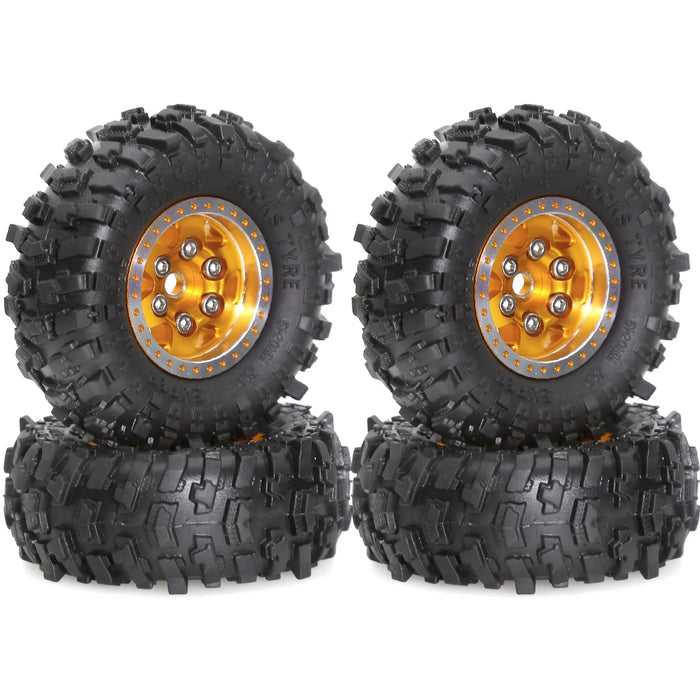 4PCS 1.0" 51x20mm 1/18 1/24 Crawler Beadlock Wheels Set (Metal, Rubber)