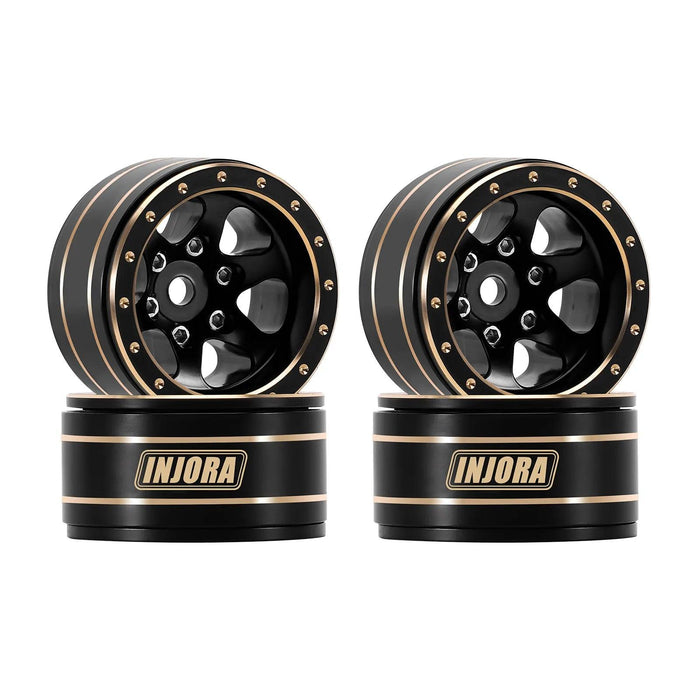4PCS INJORA 1.0" 28x15.4mm Crawler Beadlock Wheels 1/24 1/18 (Messing)