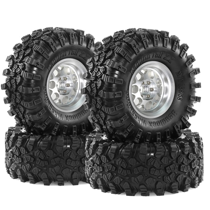4PCS 2.2" 136x58mm 1/10 Crawler Beadlock Wheels Set (Metal, Rubber)