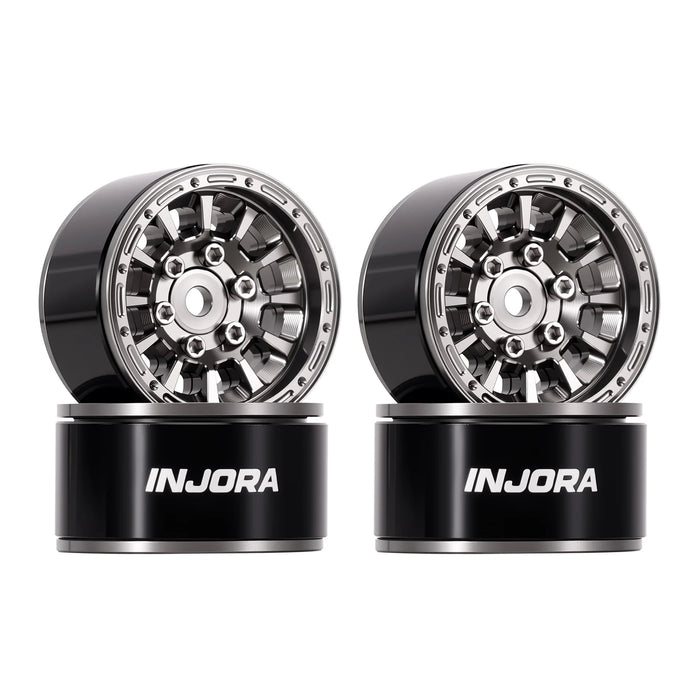 INJORA 4PCS 1.0" 28x15.4mm Beadlock Crawler Wheels 1/18 1/24 (Alu)