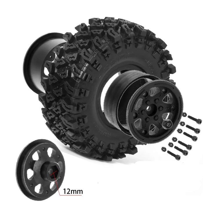 Ensemble de 4 roues beadlock 2,2" 136x58mm pour crawler 1/10 (plastique, caoutchouc)