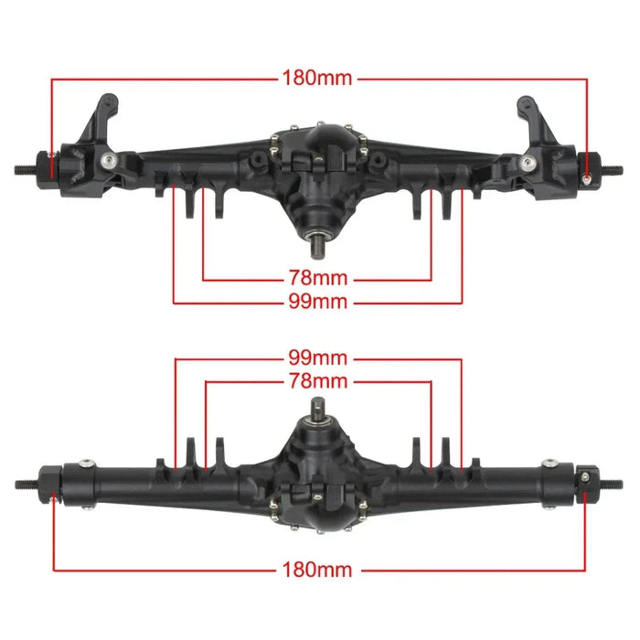 Front Rear Axle w/Optional Bevel Gear SOA Mount for Axial SCX10 II 1/10 (Alu)