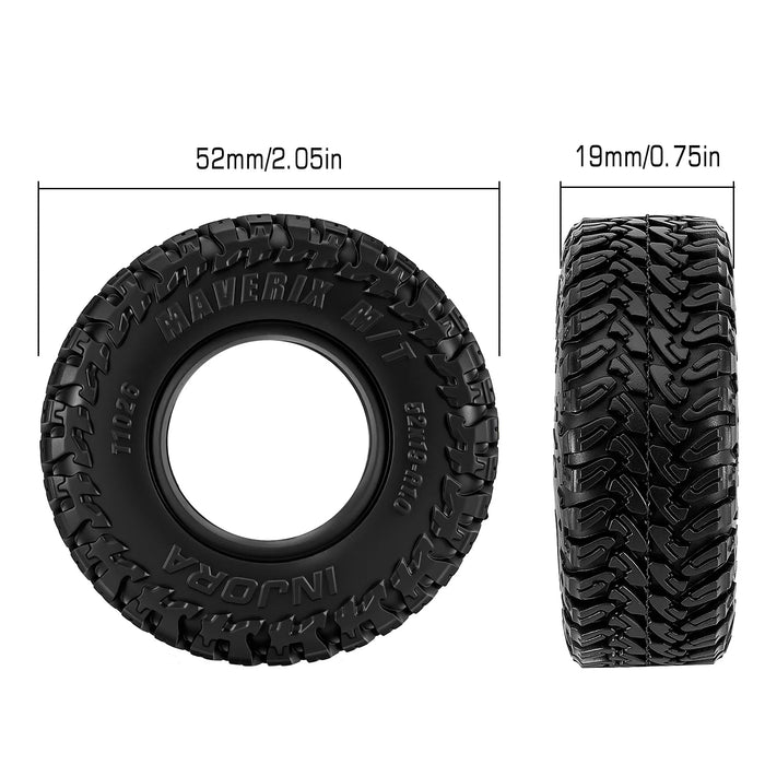 INJORA 4PCS 1.0" 52x19mm MAVERIX M/T Crawler Tires 1/18 1/24
