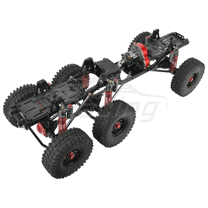 Upgraded 6x6 Chassis Frame w/ Gearbox for Axial SCX10 1/10 (Metaal, Roller)