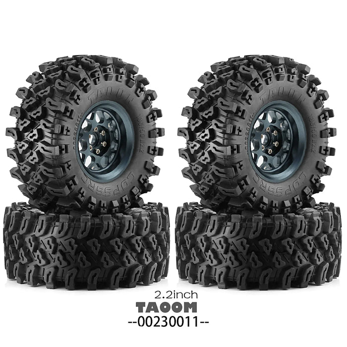 4PCS 2.2" 136x58mm 1/8 1/10 Crawler Beadlock Wheels Set (Metal, Rubber)