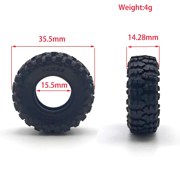 4PCS 0.7'' Wheel Set for Axial SCX30 1/30 (Messing, Rubber)