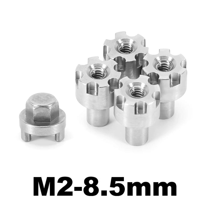 4PCS INJORA M2 Wheel Nuts 6/7/8.5mm for Axial SCX24 AX24 1/24 (RVS)