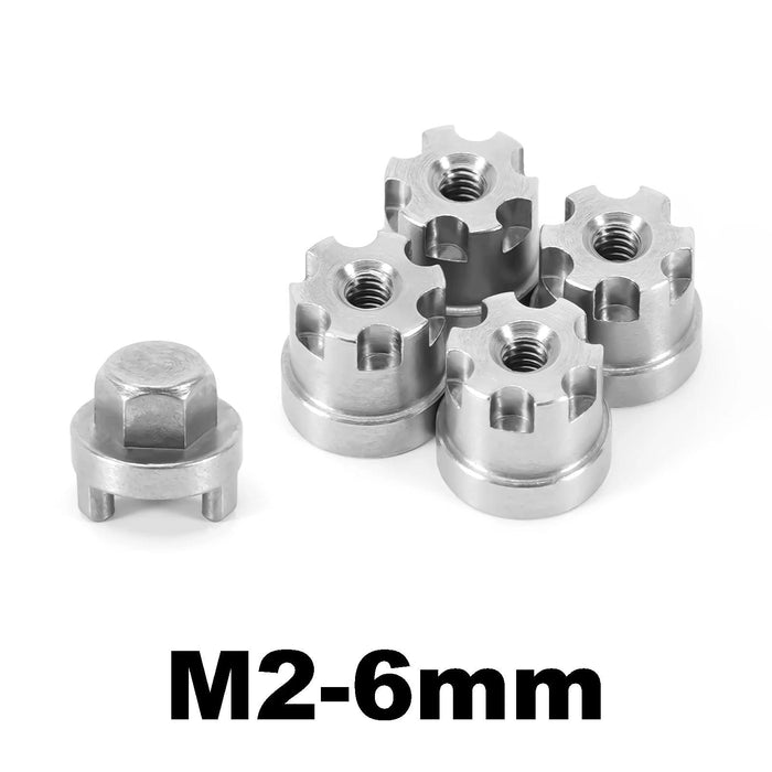 4PCS INJORA M2 Wheel Nuts 6/7/8.5mm for Axial SCX24 AX24 1/24 (RVS)