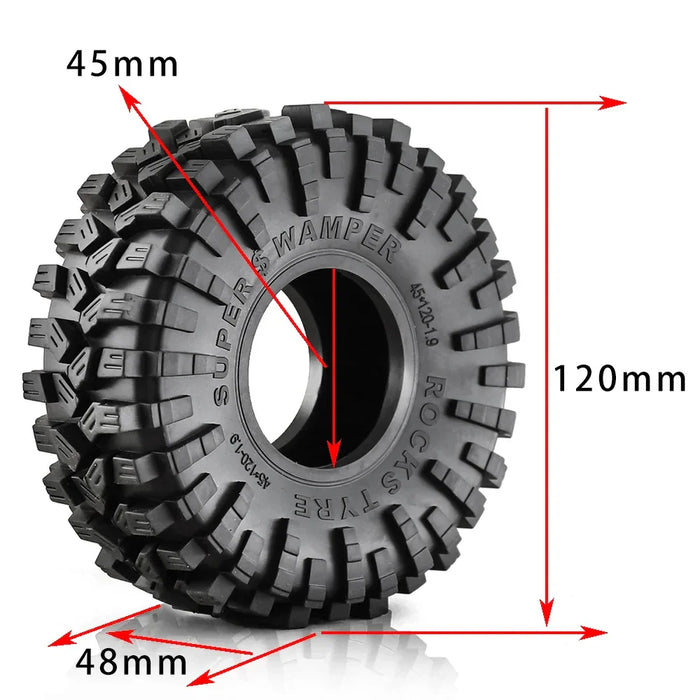 4PCS 1.9" 120x48mm 1/10 Crawler Beadlock Wheels Set (Metal, Rubber)