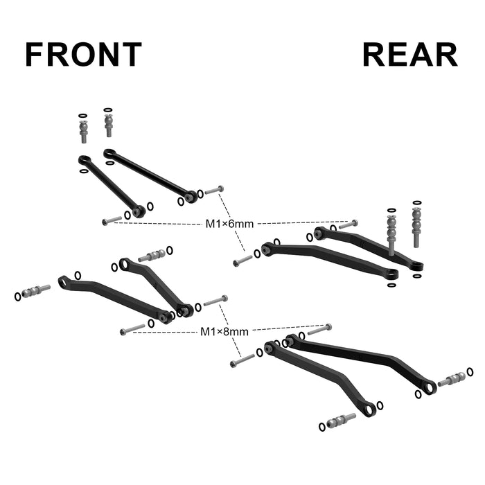 INJORA High Clearance Chassis Links for Axial SCX30 1/30 (Alu)