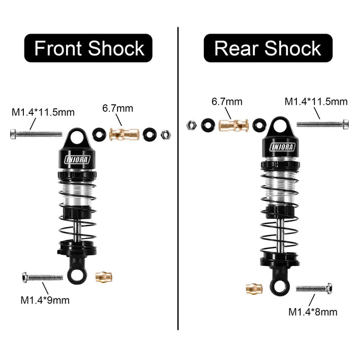 4PCS INJORA Amortisseurs à huile pour Losi Micro-B Micro-T (Aluminium)