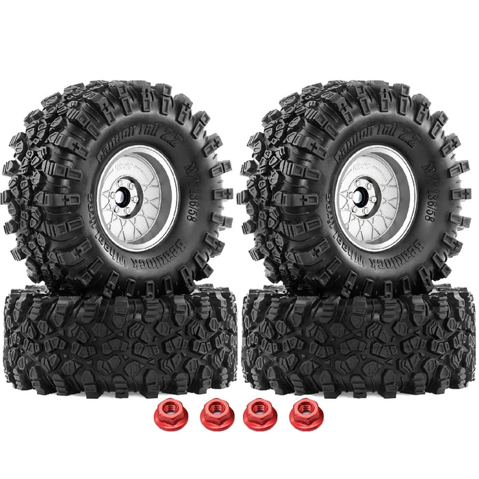 4PCS 2.2" 136x58mm 1/10 Crawler Wheels Set (Metaal, Rubber)