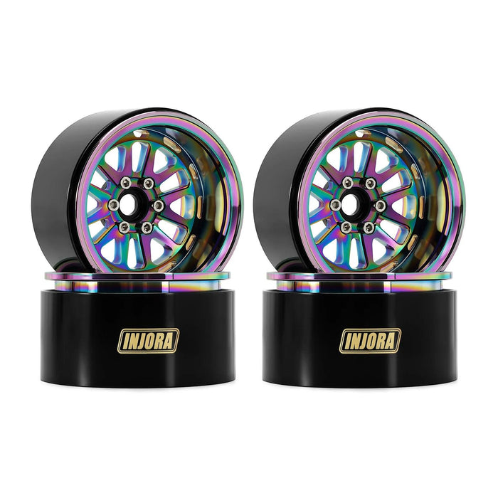 INJORA -10mm Offset 2.2" 61.5x35mm 1/10 Crawler Beadlock Wheel Rim (Brass and aluminum)