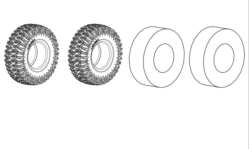 2PCS Pneus avec Éponge pour Absima CR4.4 1/10