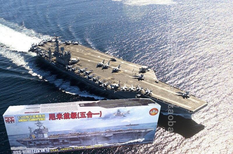 American USS Nimitz Aircraft Carrier 1/500 Model (Plastic) Bouwset upgraderc