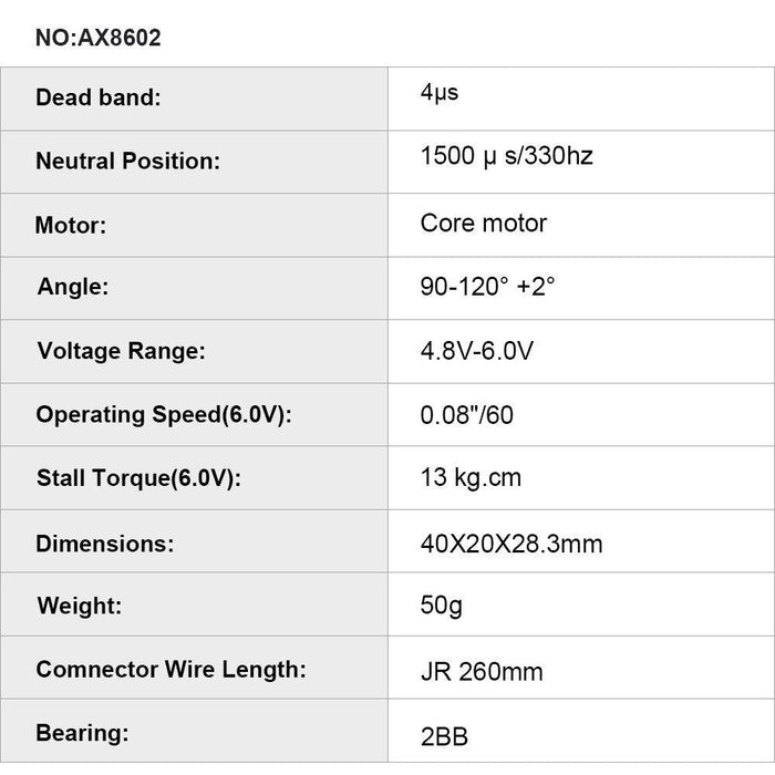 Austarhobby AX8602 13Kg Low Profile Digital Servo Servo Austarhobby 