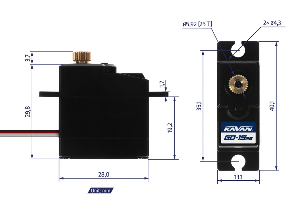 Kavan GO-19MG 2.0kg.cm, 0.14s/60° Digital Micro Servo with Metal Gears
