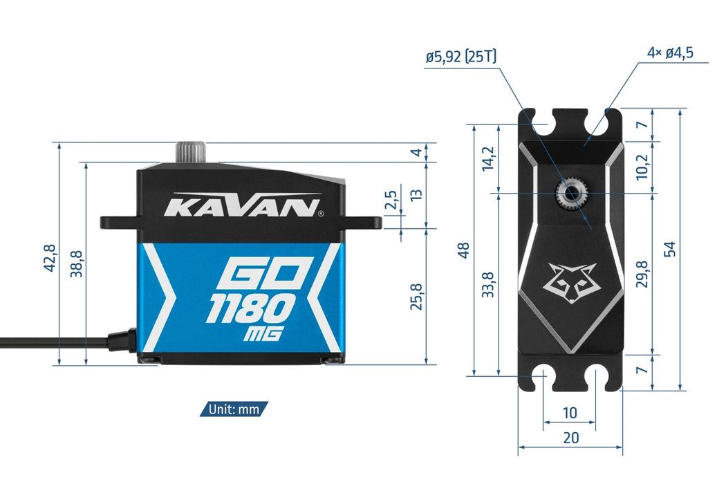 Kavan GO-1180MG 30kg.cm, 0.038s/60° High-Torque Ultra-High-Speed Digital Standard Brushless Servo