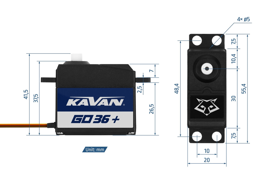 Kavan GO-36 Plus 36g Standard Analog Servo w/ Plastic Gears & Ball Bearings