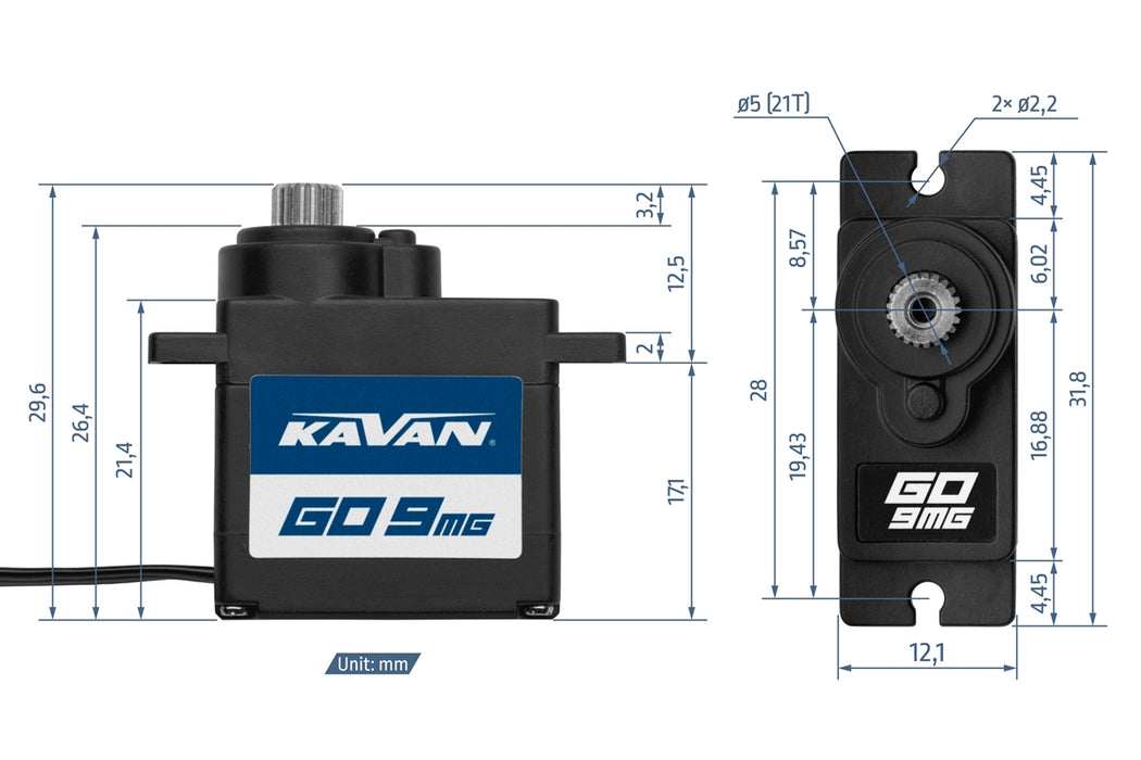 Kavan GO-09MG 11G High-Torque Digital Pico Micro Servo w/ Steel Gears