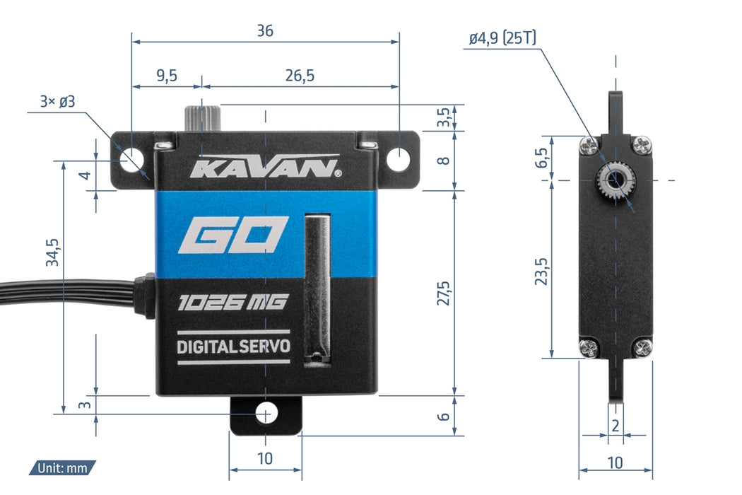 Kavan GO-1026MG 26g Programmable Digital HV Micro Servo w/ Steel Gears
