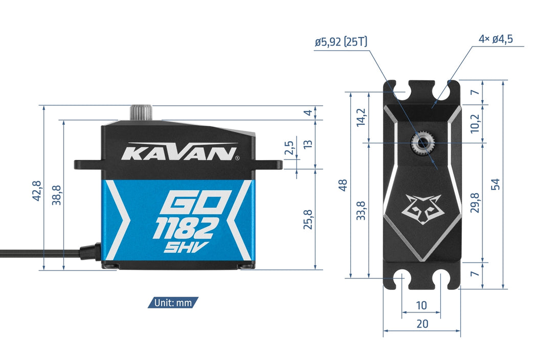 Kavan GO-1182SHV 40kg.cm, 0.09s/60° High-Torque Digital HV Brushless Servo
