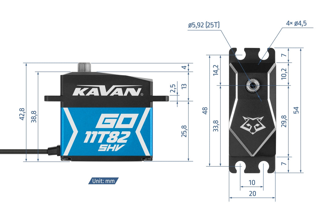 Kavan GO-11T82SHV 18kg.cm, 0.043s/60° High-Speed Digital HV Tail Servo