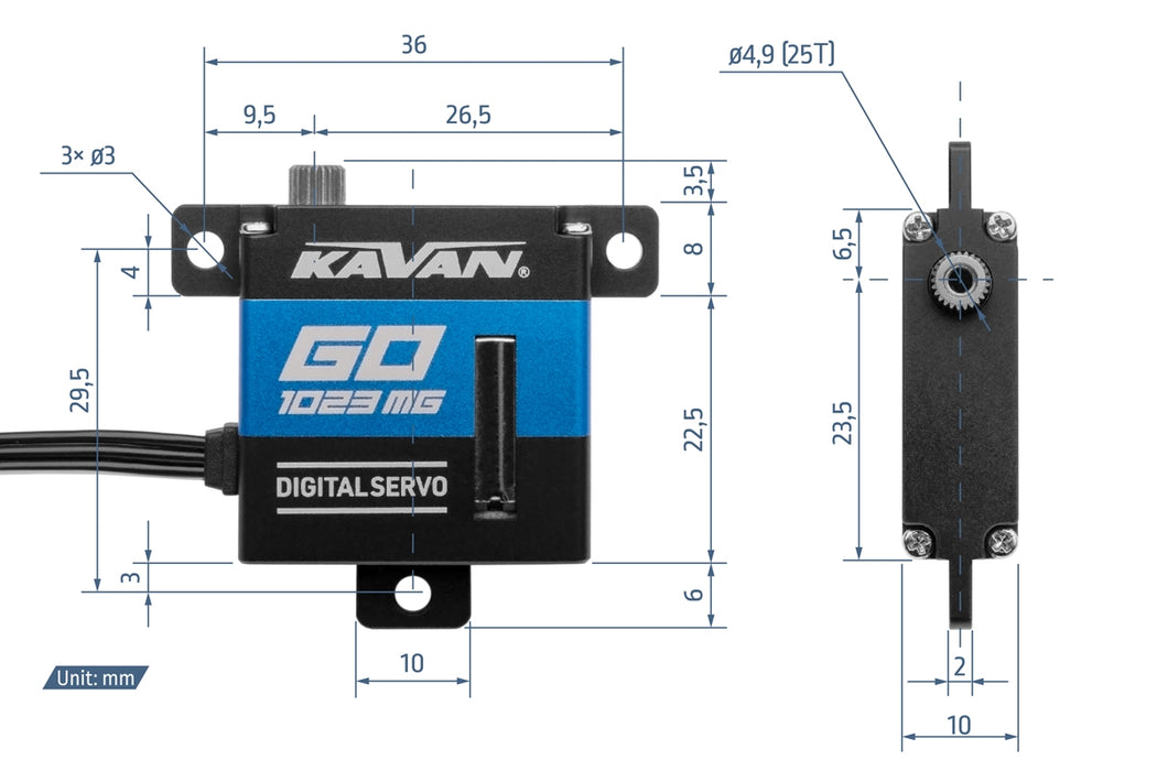 Kavan GO-1023MG 23g Programmable Digital HV Wing Servo w/ Steel Gears
