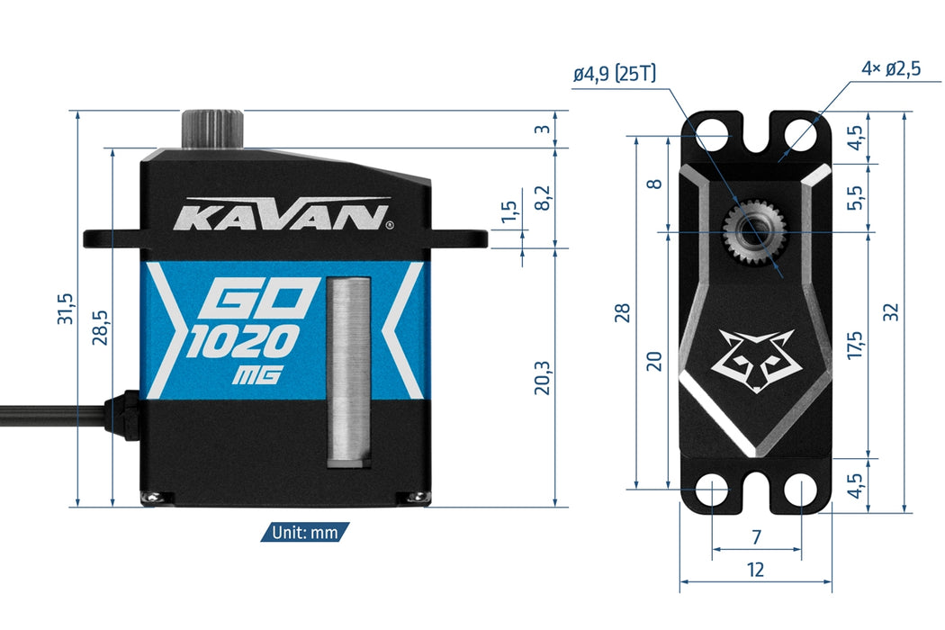 Kavan GO-1020MG 20g Programmable Digital HV Micro Servo w/ Steel Gears