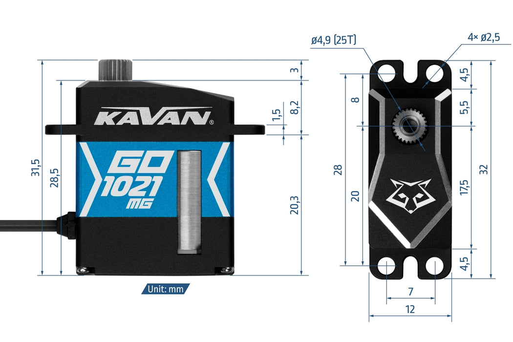 Kavan GO-1021MG 10.4kg.cm, 0.055s/60° Programmable Digital HV Micro Servo w/ Steel Gears
