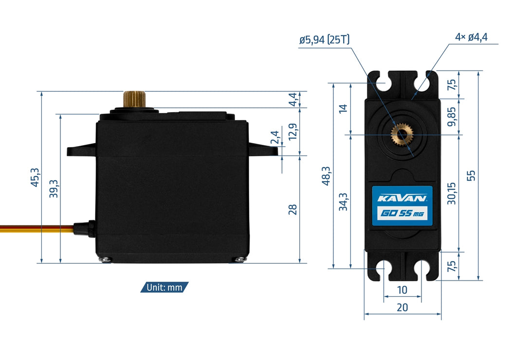 Kavan GO-55MG 55g High-Torque Digital Standard Servo w/ Metal Gears