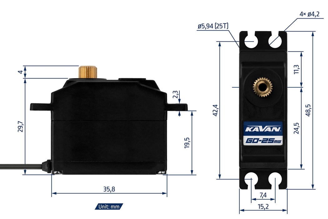 Kavan GO-25MG High-Torque Ultra-Fast Digital Mini Servo w/ Metal Gears