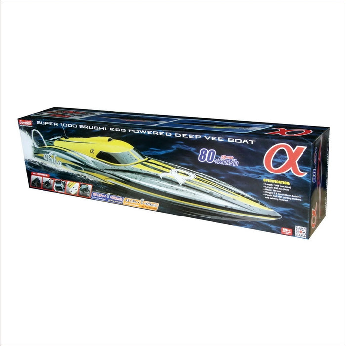 Joysway Alpha Super 1000 bateau RC de vitesse Deep-V brushless prêt à rouler (jaune)