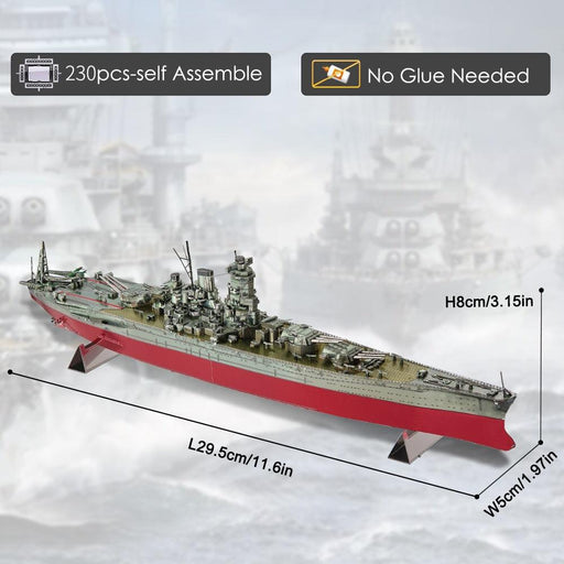 Battleship Musashi 3D Model (230 Roestvrij Staal) Bouwset Piececool 