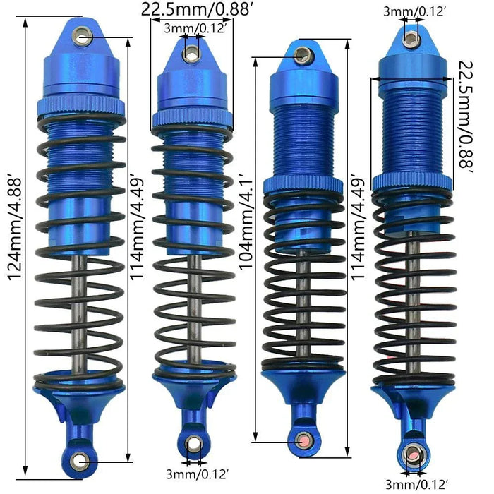 Big Bore Adjustable Shocks for Arrma 1/10 (Aluminium) 105/115mm Schokdemper RCAWD