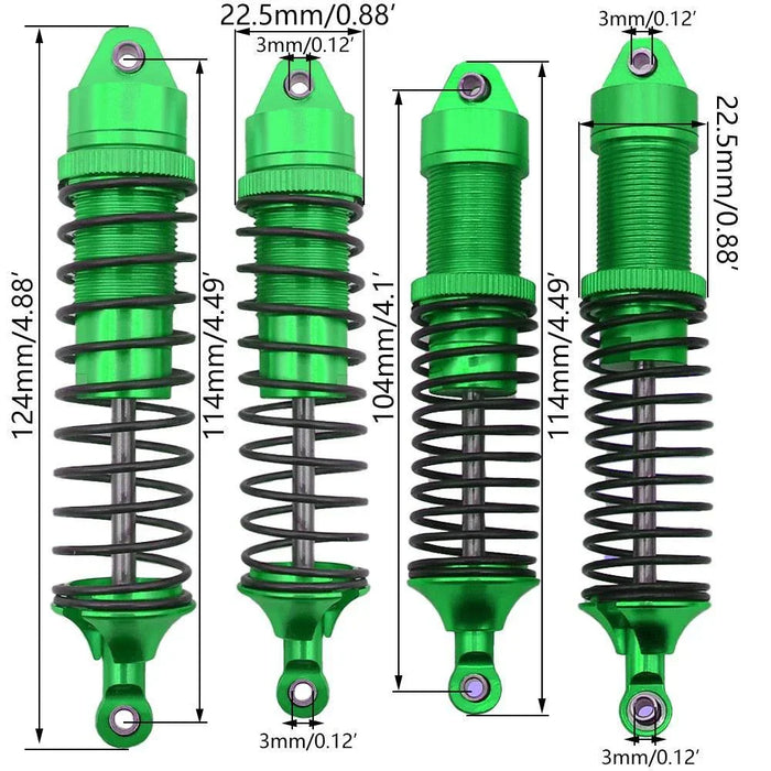 Big Bore Adjustable Shocks for Arrma 1/10 (Aluminium) 105/115mm Schokdemper RCAWD