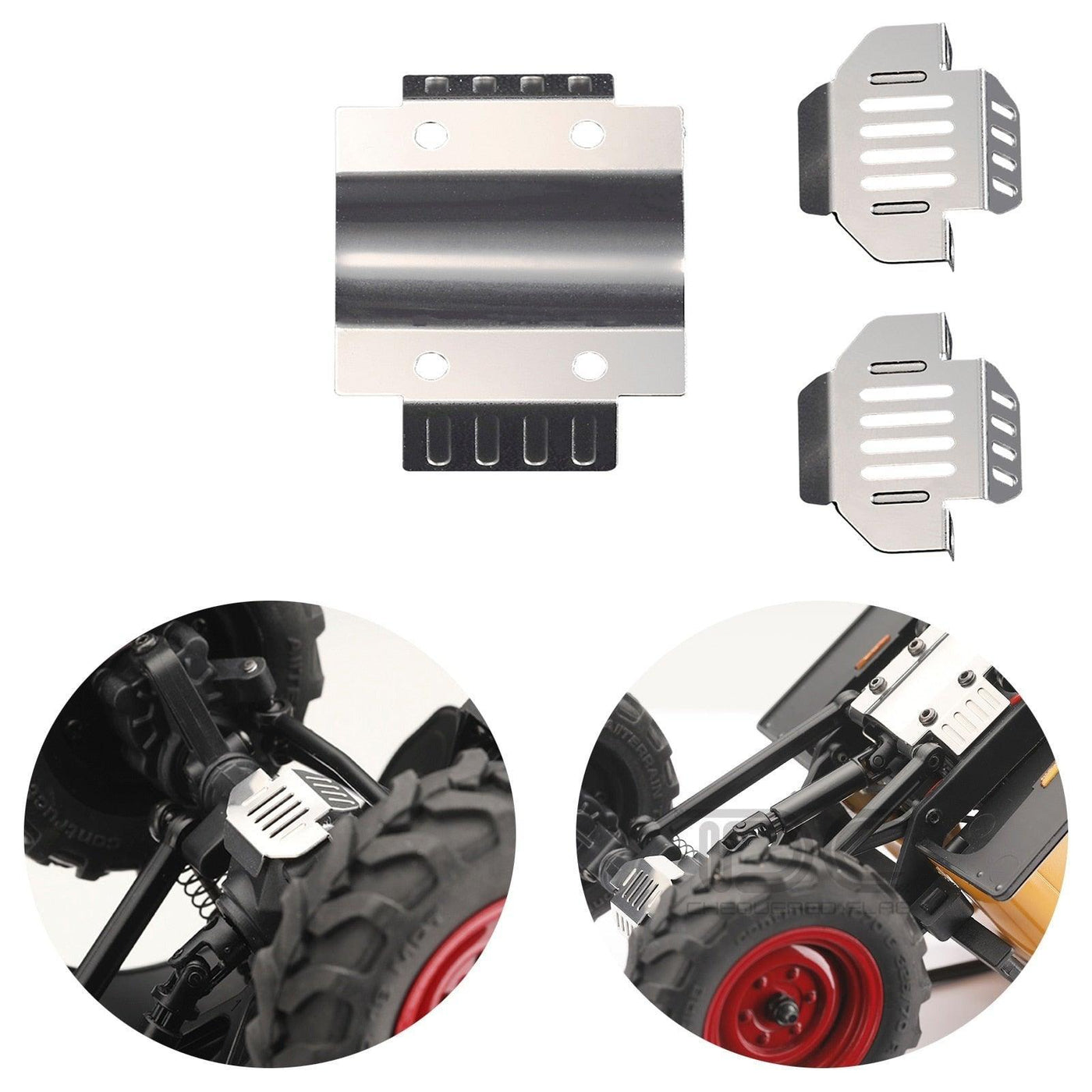 Chassis Skid Plate Set for FMS FCX24 1/24 (Metaal) upgraderc