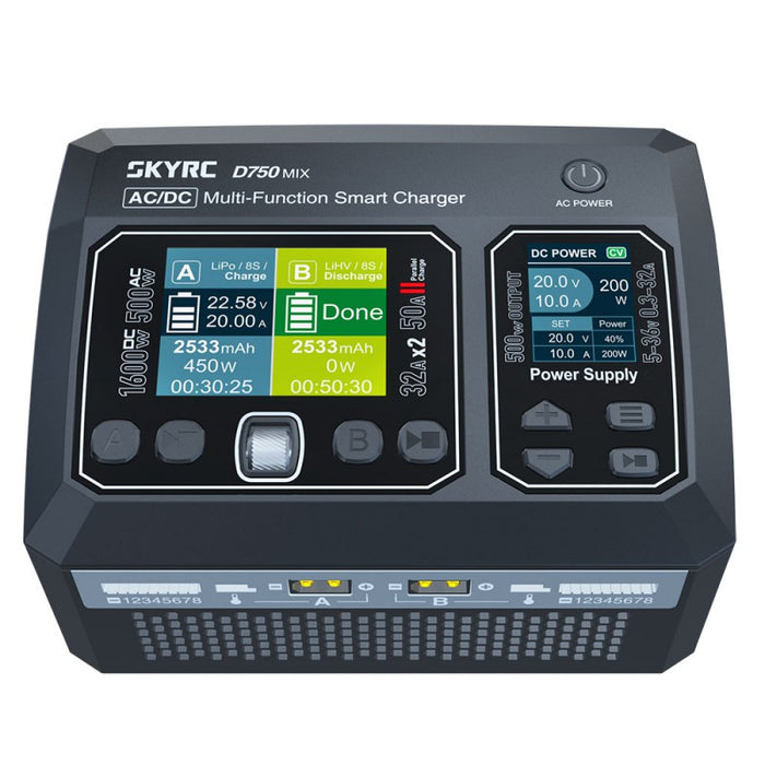 SkyRC D750 MIX Charger (AC max 500W - DC max 1600W total)
