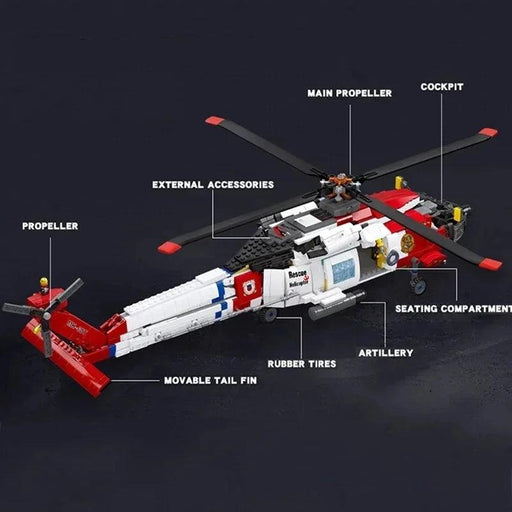 Eagle Rescue Helicopter 61048 Model Building Blocks (1408 Stukken) - upgraderc