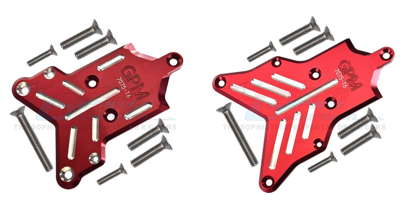 Front+Rear Chassis Protection Plate for Traxxas Sledge 1/8 (Aluminium) Onderdeel GPM red 