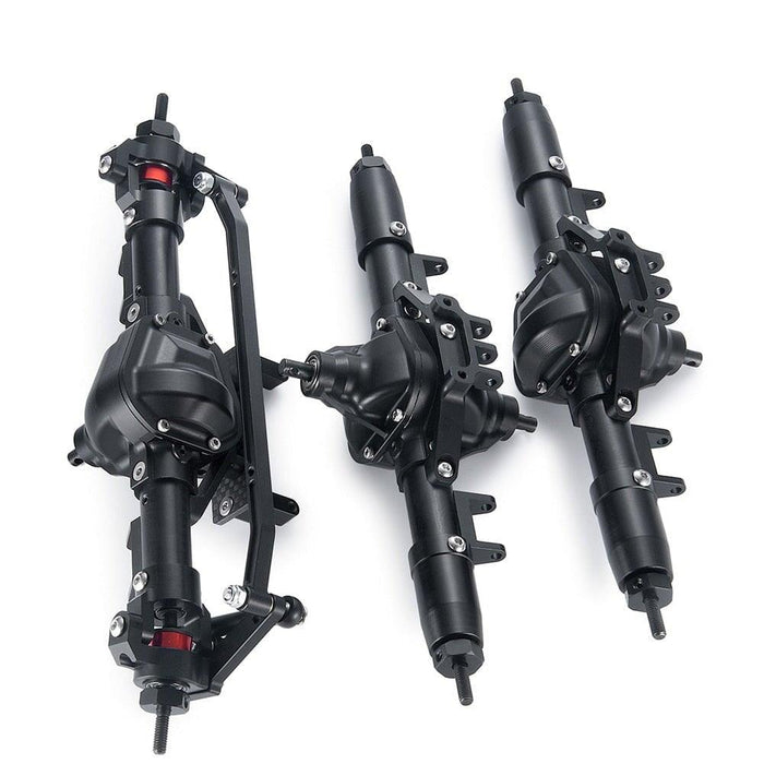 Front/Middle/Rear Axle Set w/ Servo Base for Axial SCX10 1/10 (Metaal) Onderdeel Yeahrun 