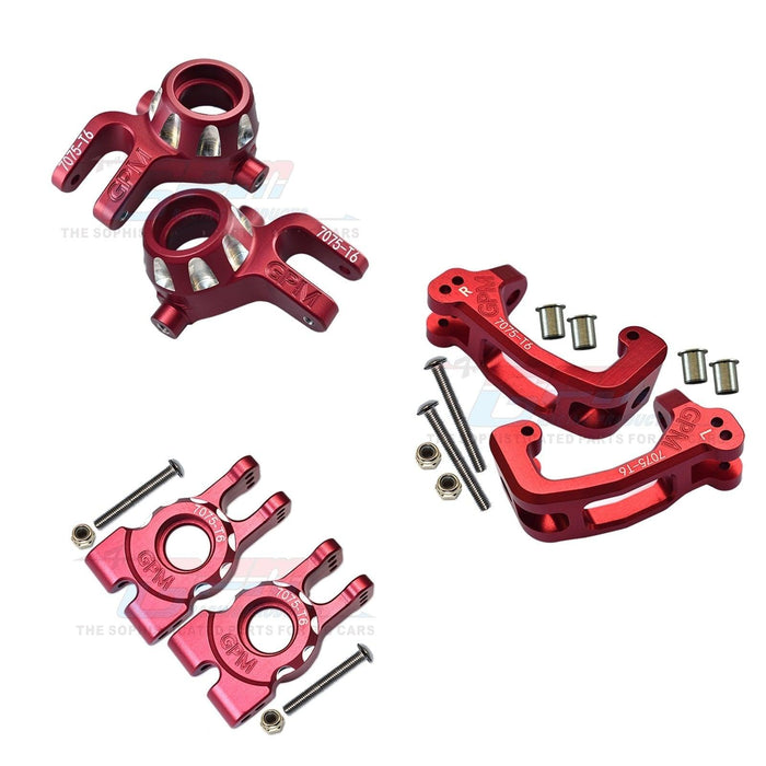 Front/Rear Knuckle Arm + C-Hub for Traxxas Sledge 1/8 (Aluminium) Onderdeel GPM Front + Rear Knuckle + CHub Red 