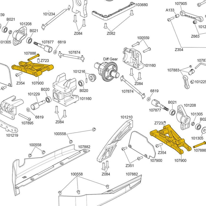 Front/rear Lower Suspension Arm HPI 1/8 (Aluminium) 107899, 107900 Orderdeel New Enron 